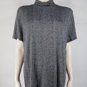 NWT Lauren Ralph Lauren black white herringbone mock neck blouse womens 2X